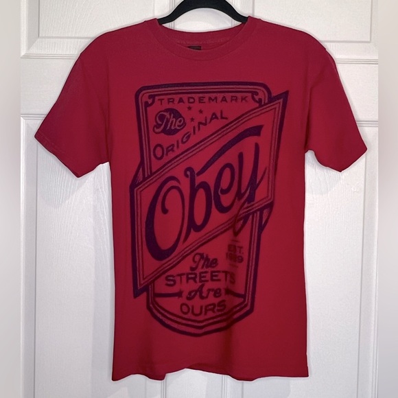 Obey Men’s “The Street’s Are Ours” Red T-shirt - Size Small - Picture 1 of 5